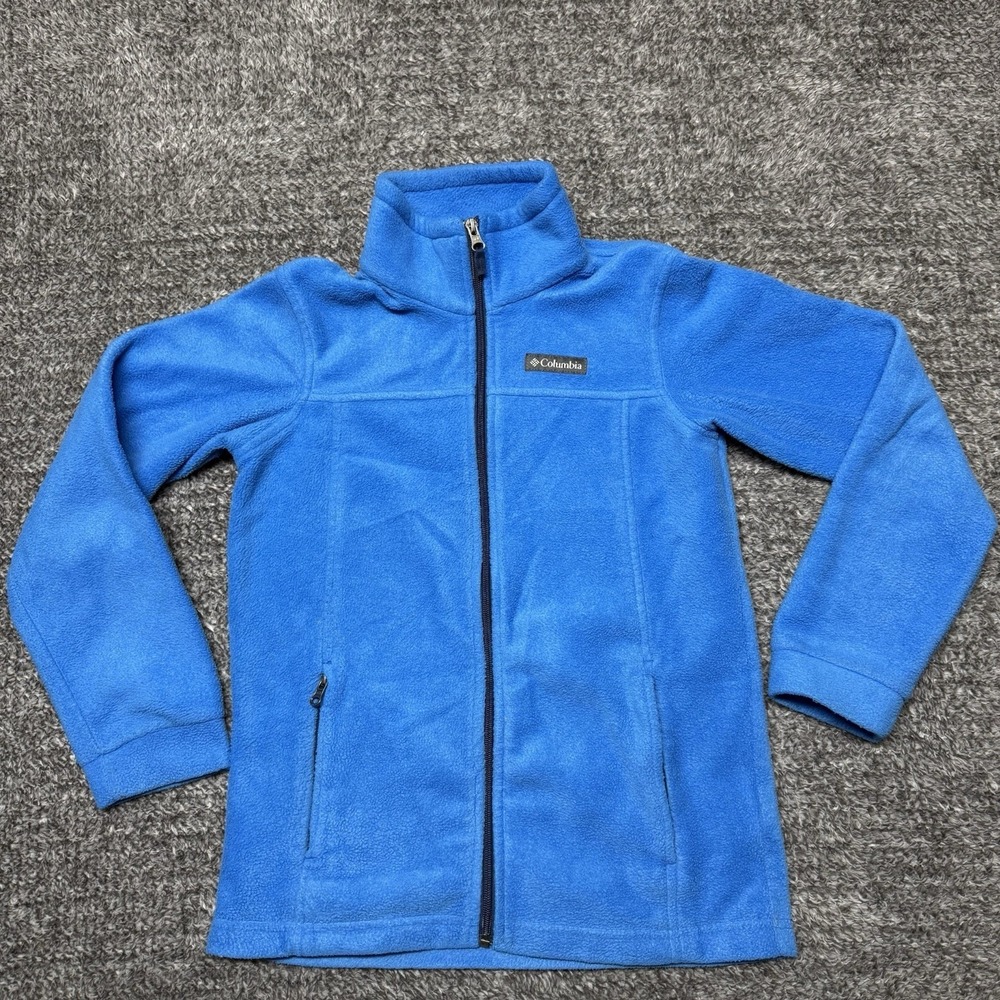 Youth Columbia Full Zip Fleece Jacket Blue Size Medium 10/12 Mock Neck‎